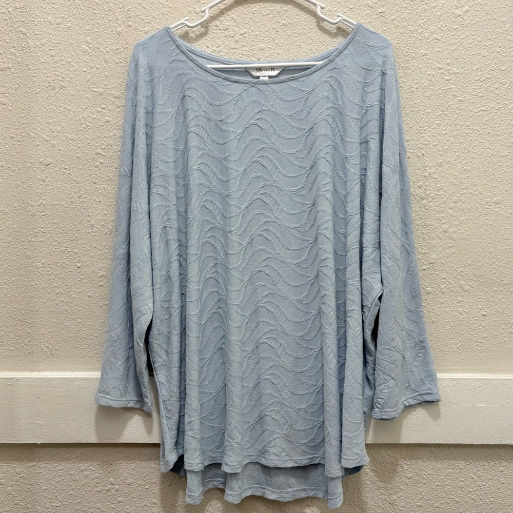 Jillian N Women's Textured Light Blue Knit Top Size 2X